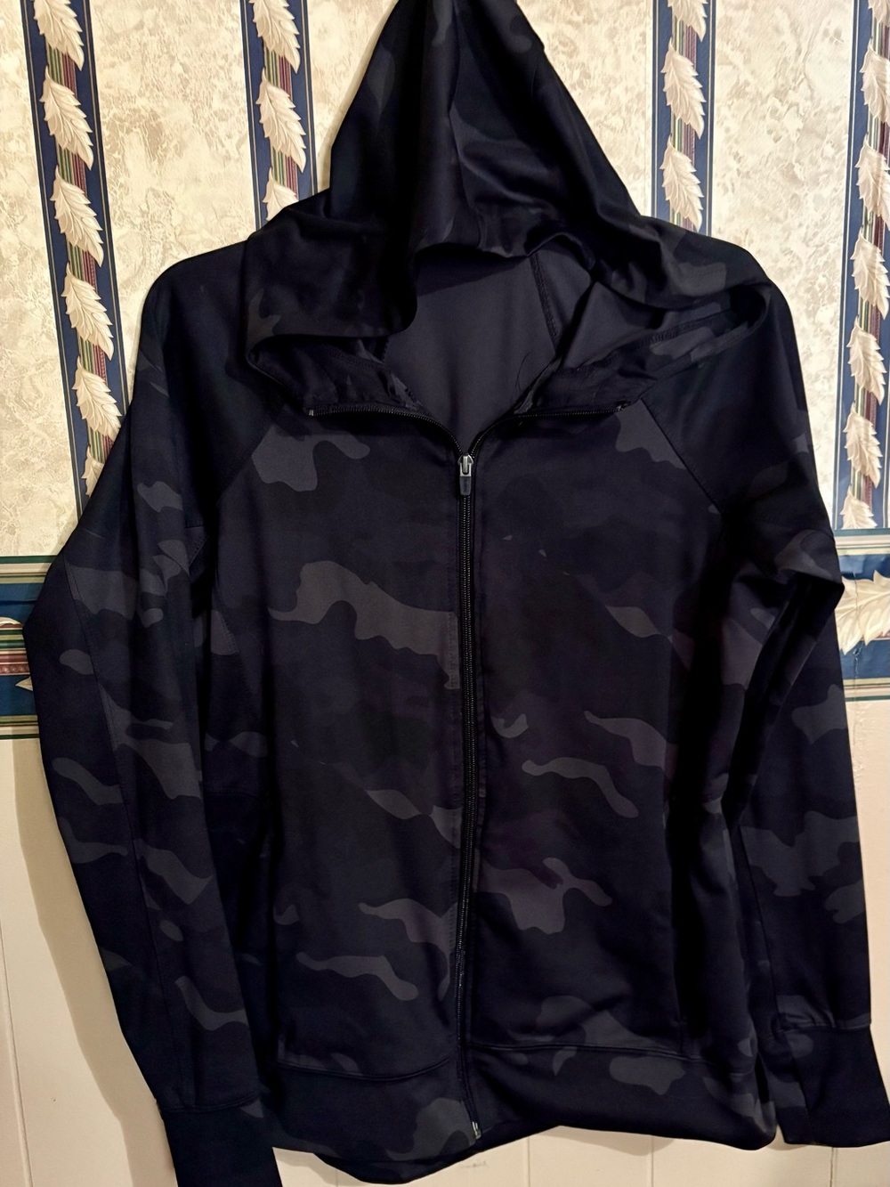 Black Camo Zip-Up Hoodie Jacket - Women